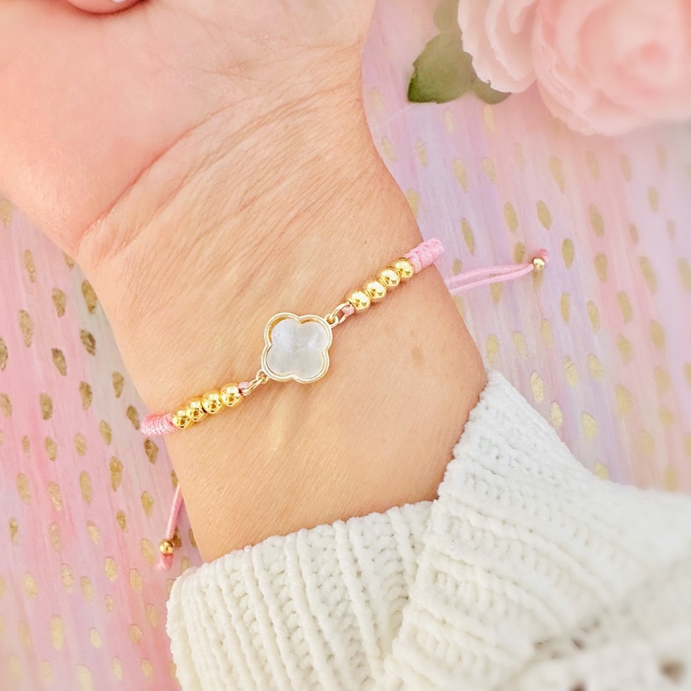 Preppy Clover Pink Adjustable Bracelet 💕